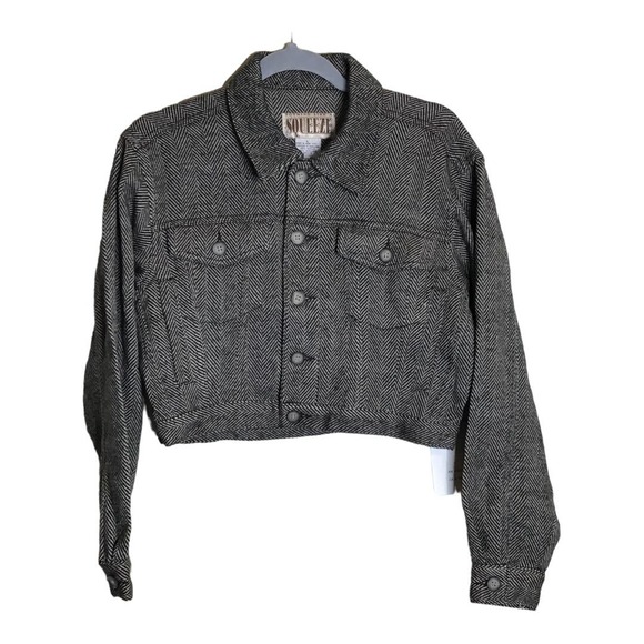 Women Cropped tweed Jacket  brown button down collared  Sz. Lrg NWT - Picture 1 of 10